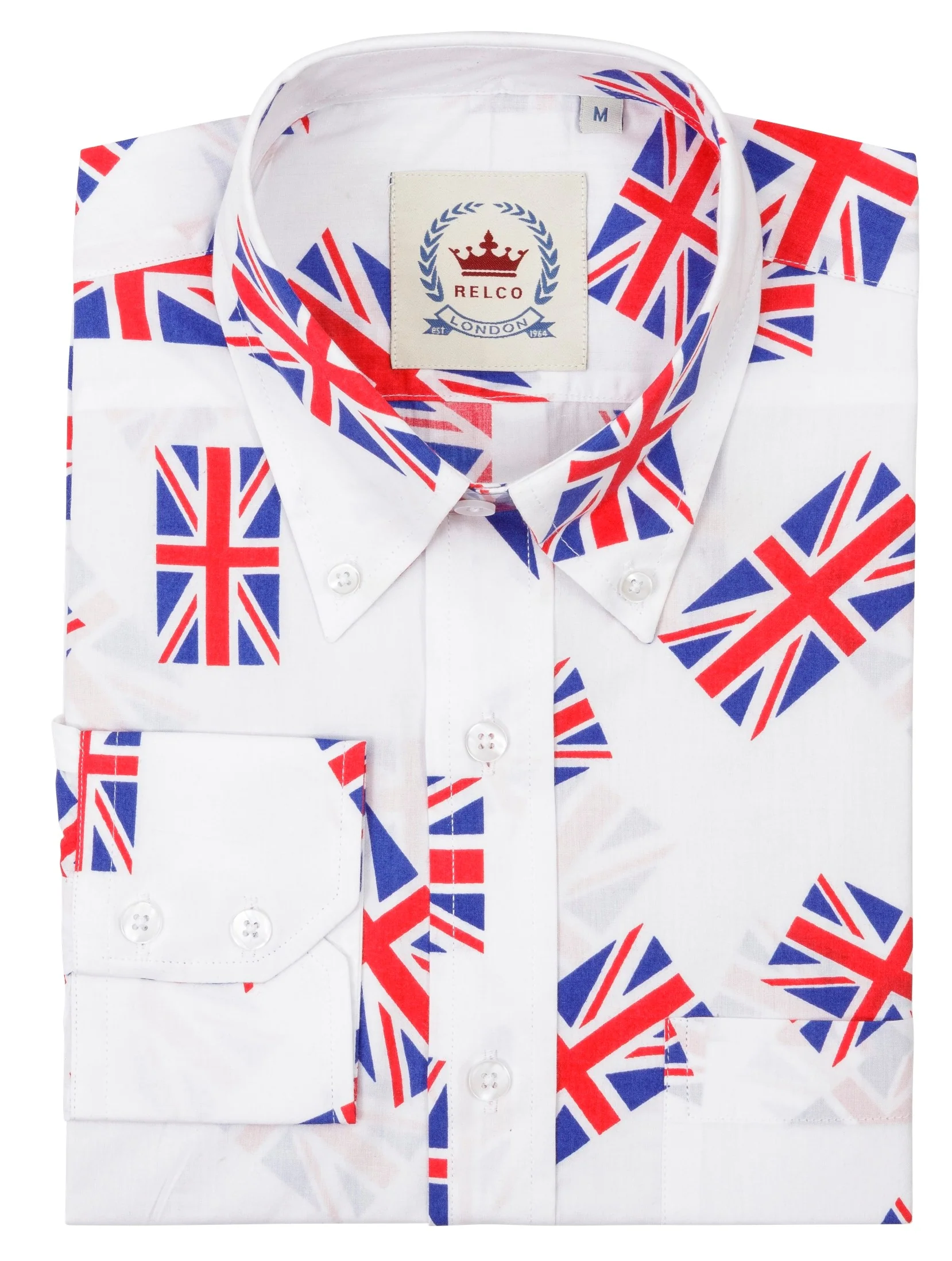 Relco Mens Union Jack Long Sleeved Retro Mod Button Down Shirt - immagine 4