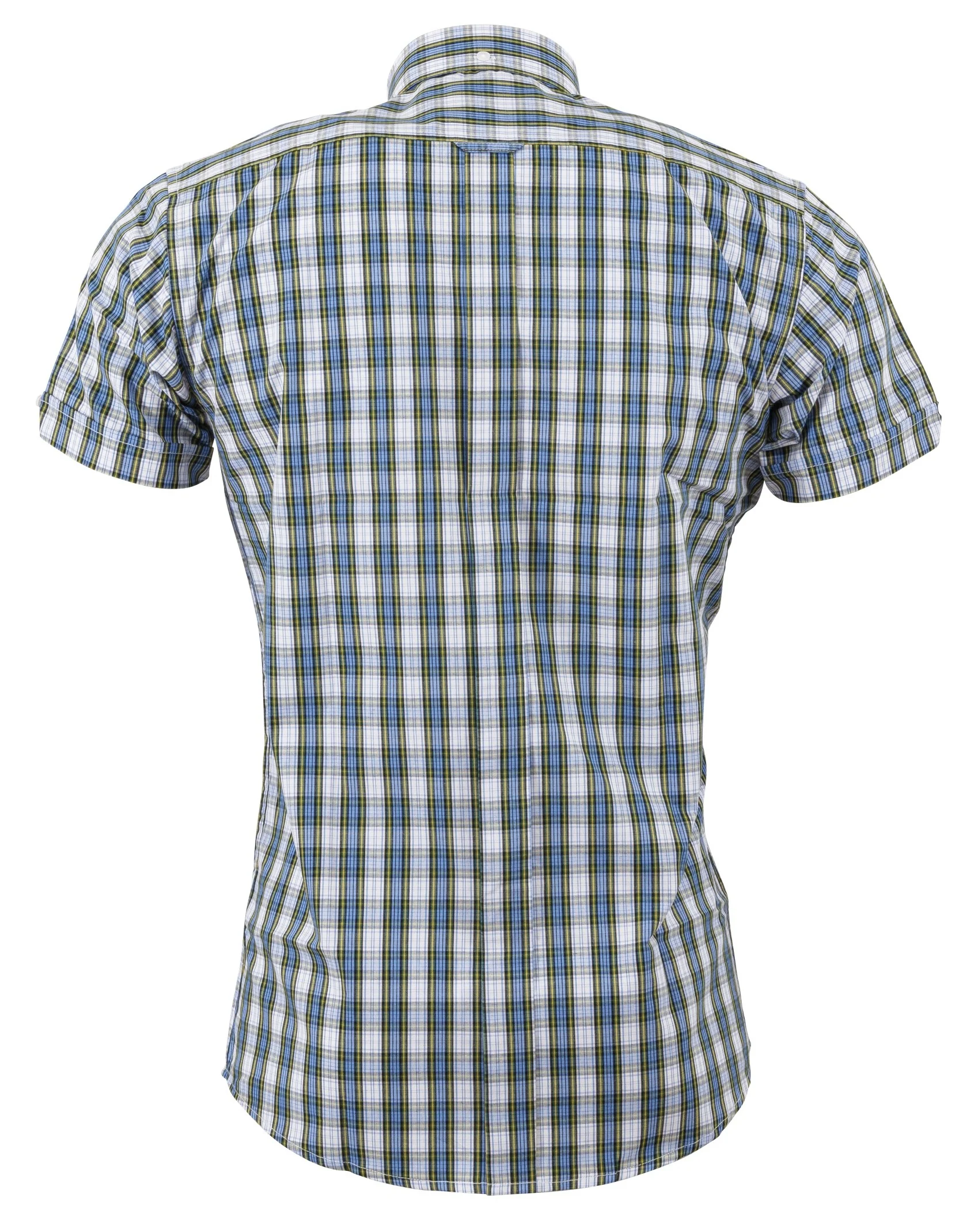 Relco Mens Blue Checked Short Sleeved Button Down Shirts - immagine 3
