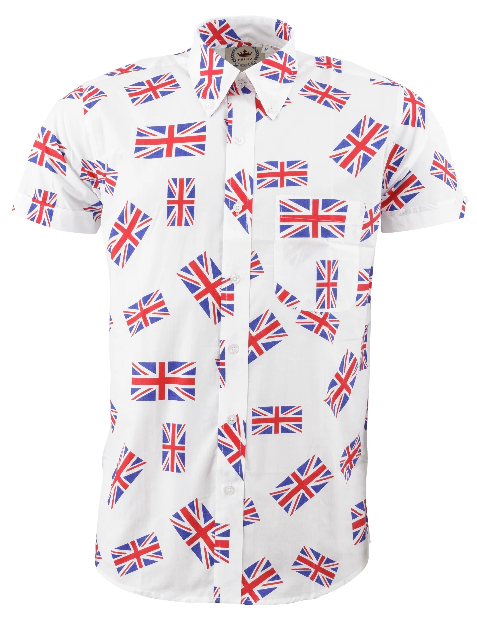 Relco Mens Union Jack Short Sleeved Button Down Shirts - immagine 2
