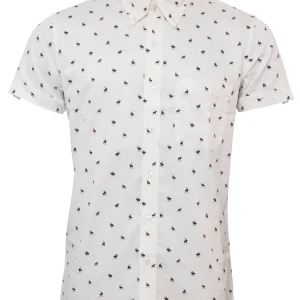 Relco White Polo Pony Print Cotton Short Sleeved  Button Down Shirt