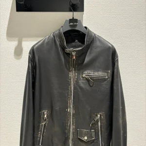 Giubbino Pelle Biker Zip Uomo