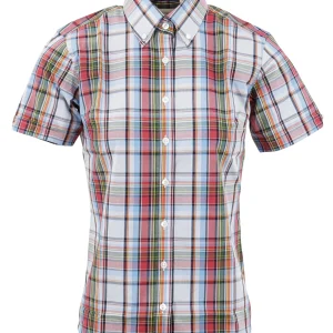 Relco Ladies Retro Multi Check Button Down Short Sleeved Shirts