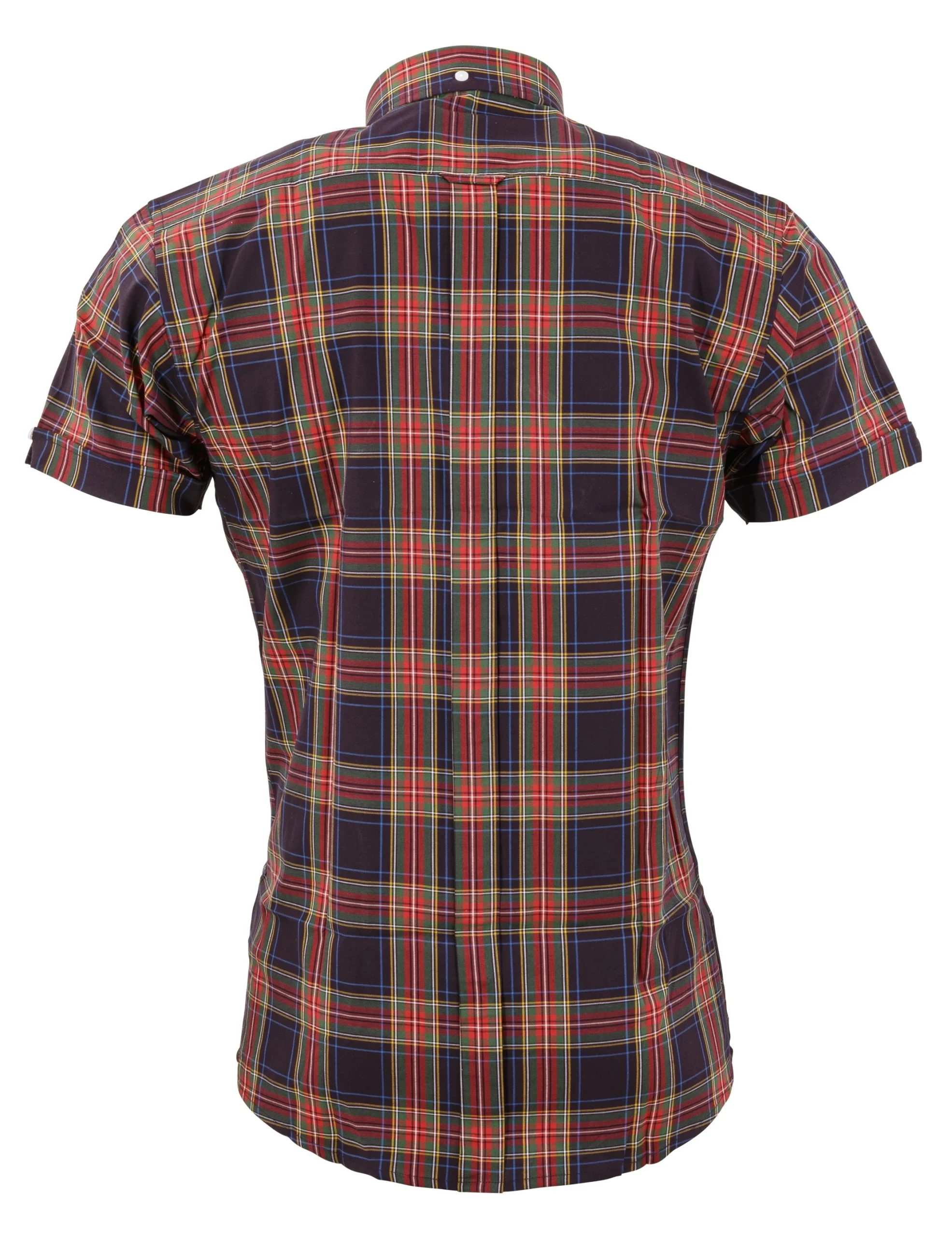 Relco Mens Navy Blue Check Short Sleeved Vintage/Retro Button Down Shirts - immagine 3