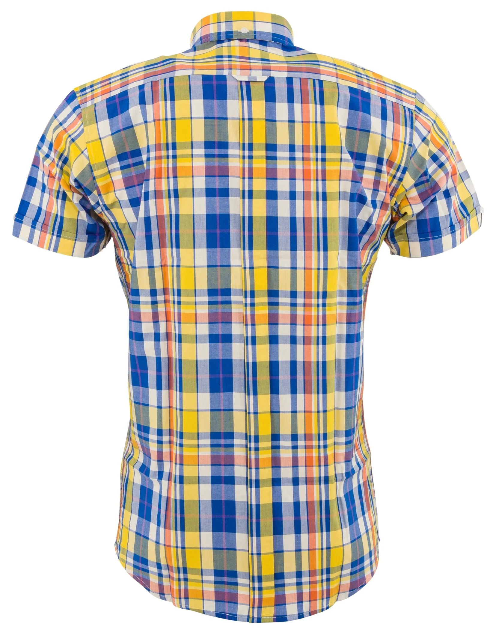 Relco Mens Blue & Yellow Checked Short Sleeved Button Down Shirts - immagine 3