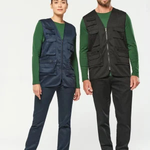 WK609 - Gilet unisex in policotone multitasche foderato