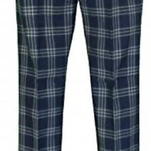 Relco Navy Tartan Check Slim Fit Sta Press Mod Retro Trousers