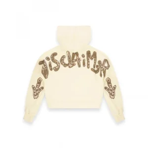 Felpa Crop Con Cappuccio Stampa Retro Donna