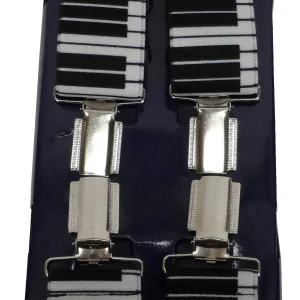 Mens Piano Print Black and White 35 mm  Braces