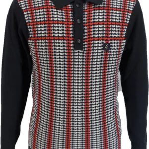 Gabicci Mens Navy Willis Multi Stripe Knitted Polo