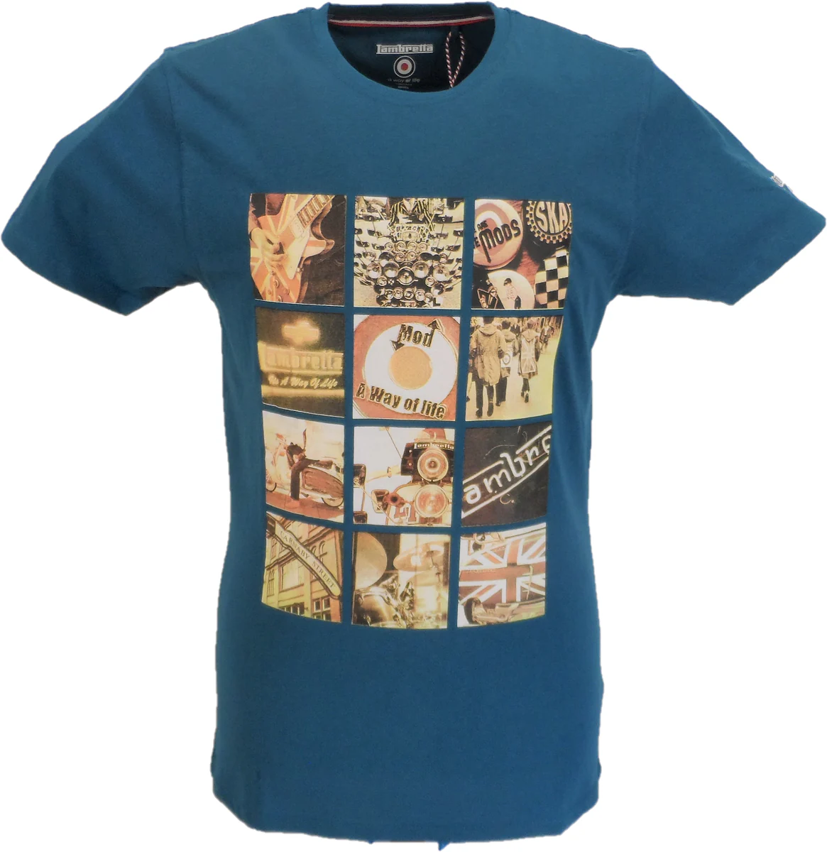 Lambretta Mens Blue Coral Logo Retro T Shirt - immagine 2