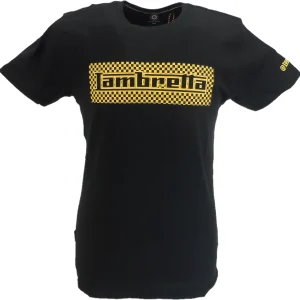 Lambretta Mens Black/Gold Checkerboard Block Retro T Shirt