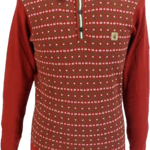 Gabicci Mens Rosso Red Ernest Retro Knitted Polo
