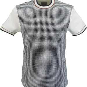 Ska & Soul Mens Ecru Houndstooth T Shirts