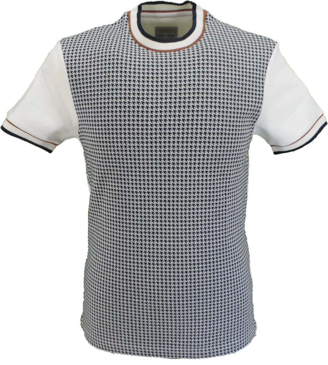 Ska & Soul Mens Ecru Houndstooth T Shirts - immagine 2