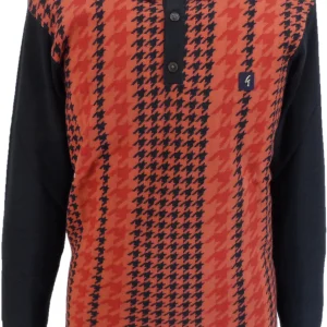 Gabicci Mens Navy Blue Houndstooth Retro Knitted Polo