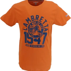 Lambretta Mens Orange 1947 Scooter Retro T Shirt