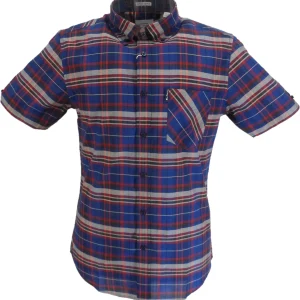 Ben Sherman Mens Royal Blue Checked Short Sleeved Shirt