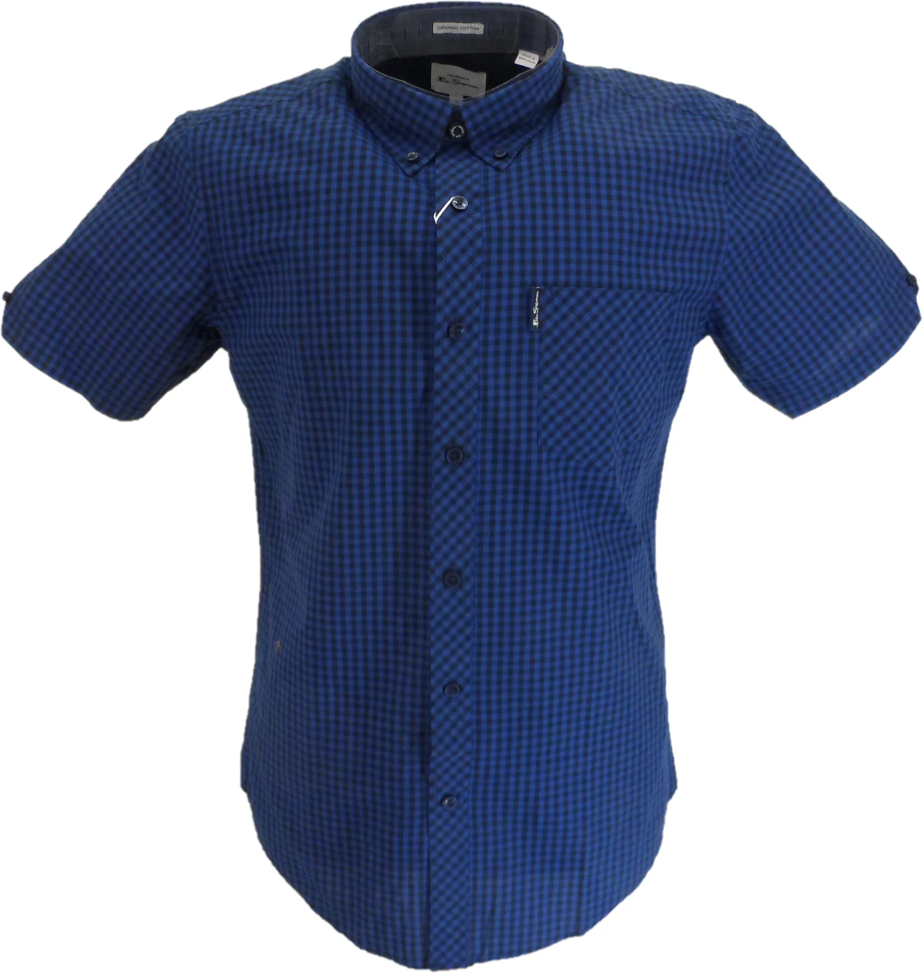 Ben Sherman Mens Royal Blue Gingham Short Sleeved Shirt - immagine 2