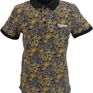 Lambretta Black/Gold Paisley Print Polo Shirts