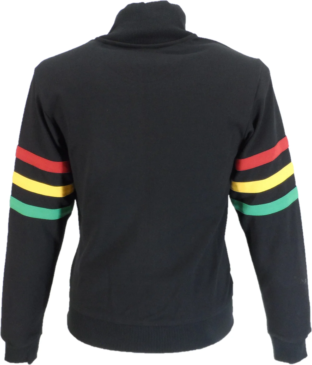 Trojan Mens Black Rasta Stripe Sleeve Retro Track Tops - immagine 3