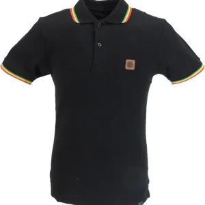 Trojan Mens Black with Rasta Twin Tipped Polo Shirt