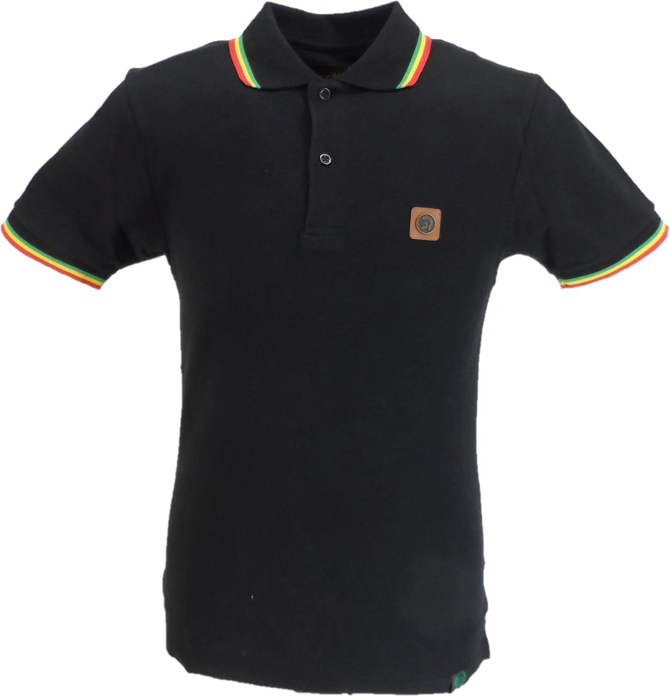 Trojan Mens Black with Rasta Twin Tipped Polo Shirt - immagine 2