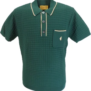 Gabicci Mens Ivy Green Archive Roy Knitted Polo Shirt