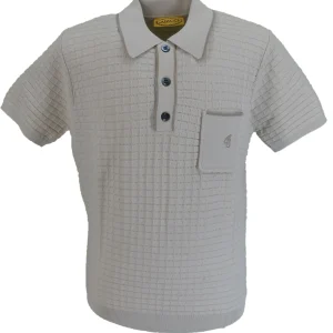 Gabicci Mens Linen Beige Archive Roy Knitted Polo Shirt