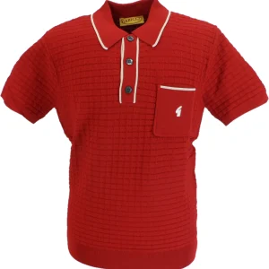 Gabicci Mens Cherry Red Archive Roy Knitted Polo Shirt