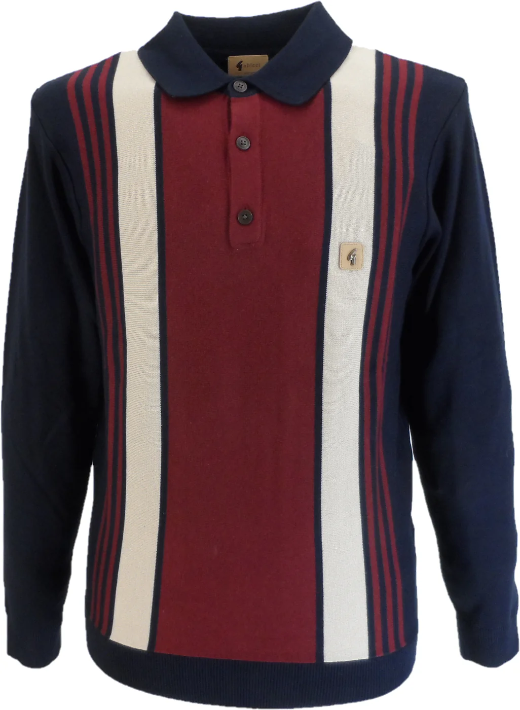 Gabicci Mens Navy Blue Searle Multi Stripe Knitted Polo