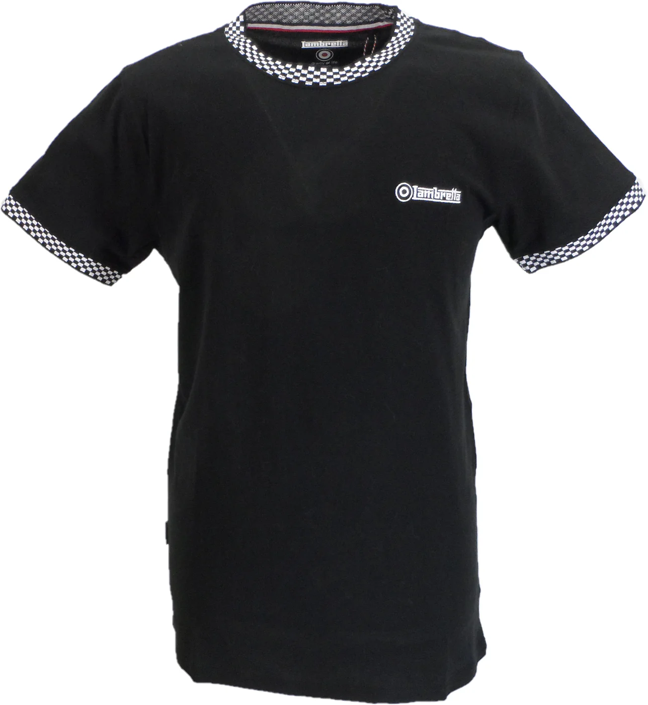 Lambretta Mens Black Two Tone Ringer Retro T Shirt - immagine 2