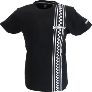 Lambretta Mens Black Two Tone Stripe Retro T Shirt
