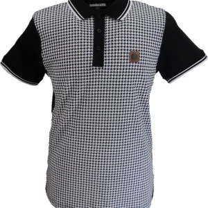 Lambretta Mens Black/White Houndstooth Polo Shirts