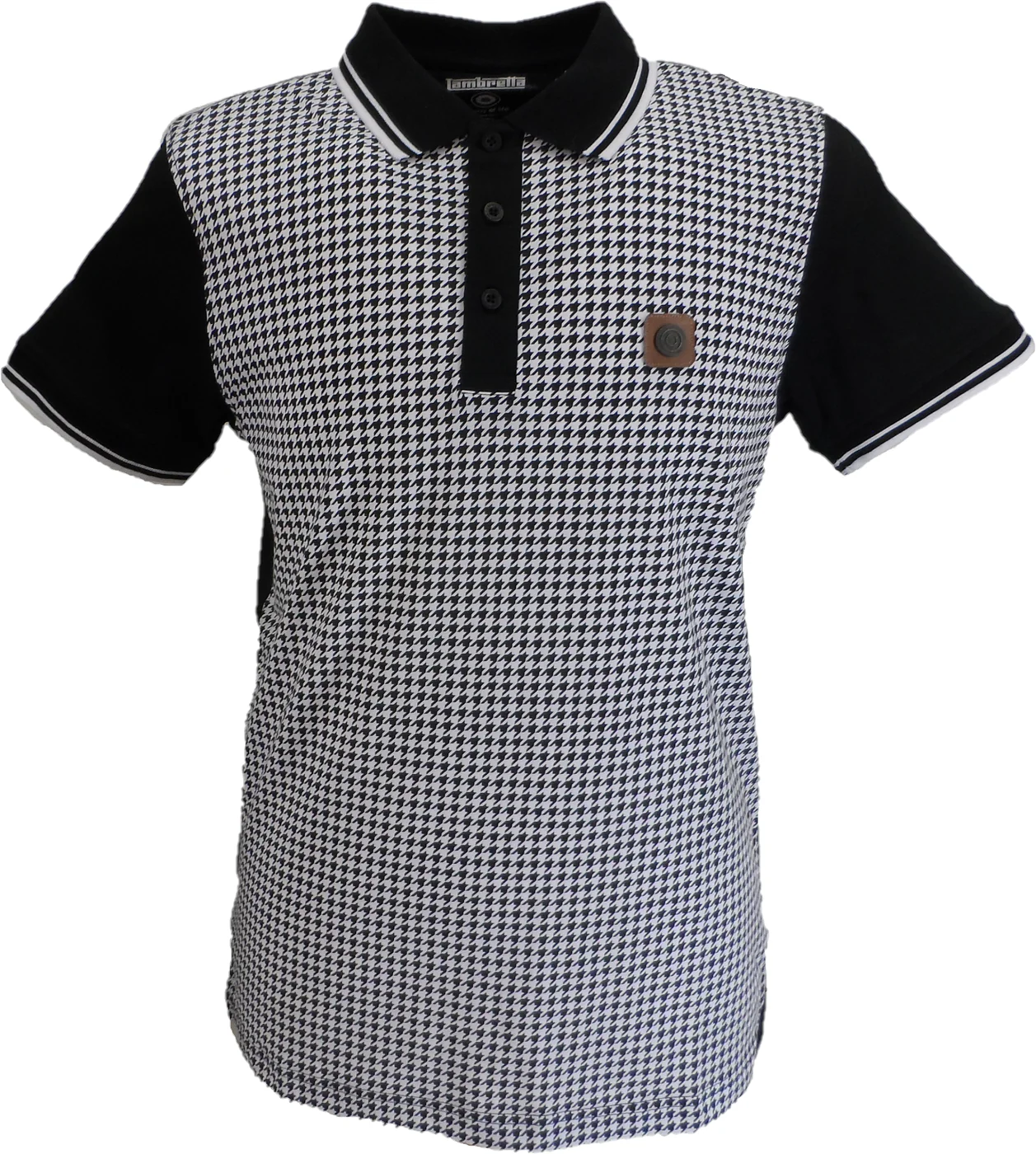 Lambretta Mens Black/White Houndstooth Polo Shirts - immagine 2