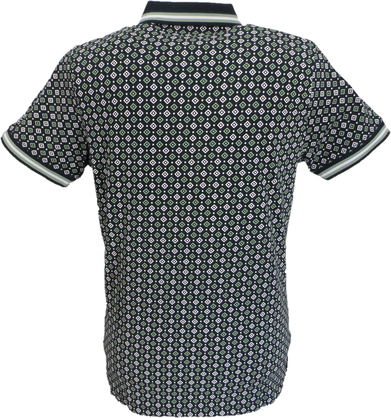 Lambretta Mens Navy Blue Geometric Print Cotton Polo Shirts - immagine 3