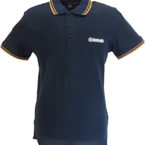 Lambretta Navy Tan Retro Target Logo 100% Cotton Polo Shirts