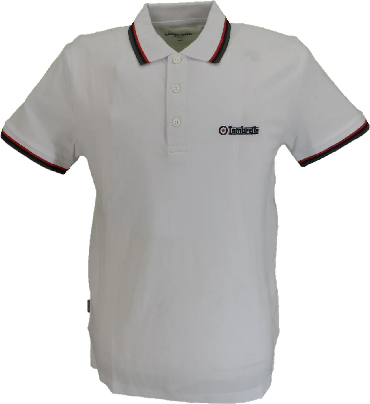 Lambretta White/Red/Navy/Iron Grey Retro Target Logo 100% Cotton Polo Shirts