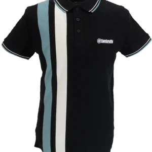 Lambretta Navy Blue Retro Vertical Stripe Polo Shirts