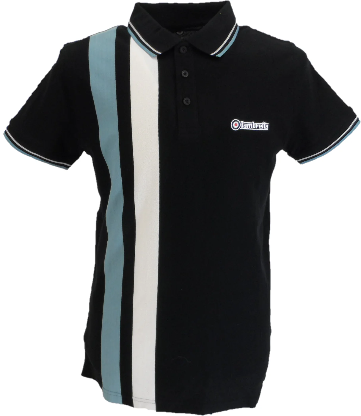 Lambretta Navy Blue Retro Vertical Stripe Polo Shirts