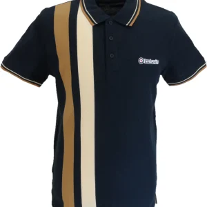 Lambretta Navy Blue Retro Vertical Stripe Polo Shirts