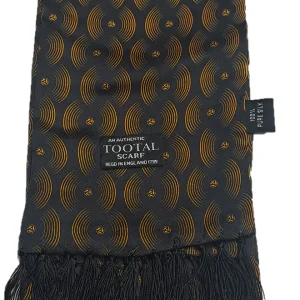 Tootal Black & Gold Vinyl Print Silk 100% Silk Scarf