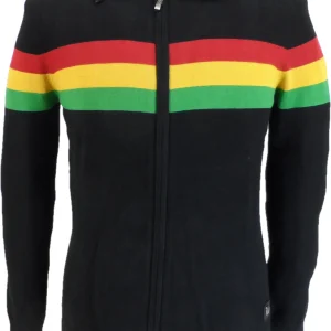 Trojan Mens Black Zip Up Stripe Cardigan