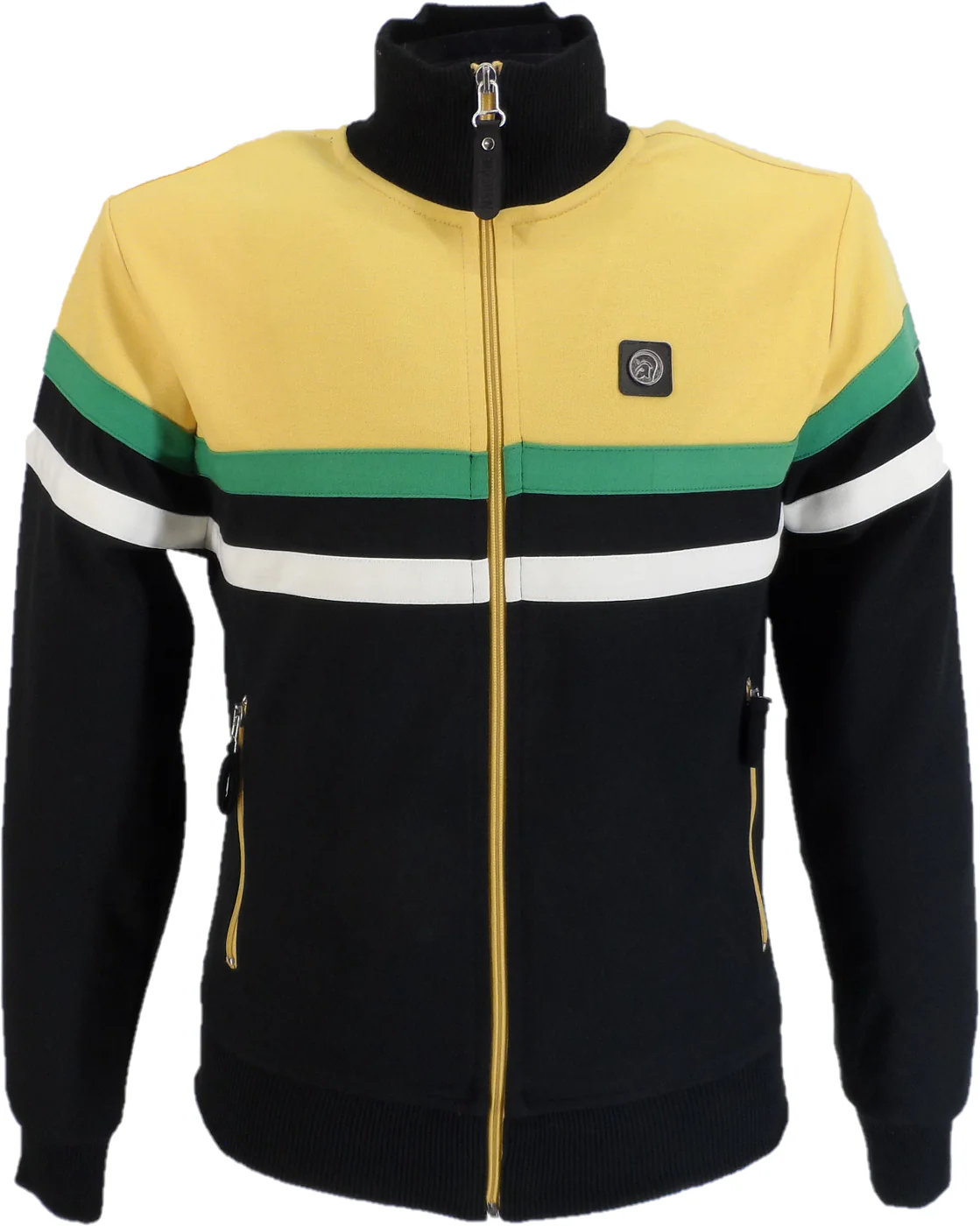 Trojan Mens Black Panel Stripe Track Tops - immagine 2
