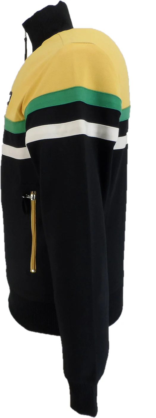 Trojan Mens Black Panel Stripe Track Tops - immagine 3