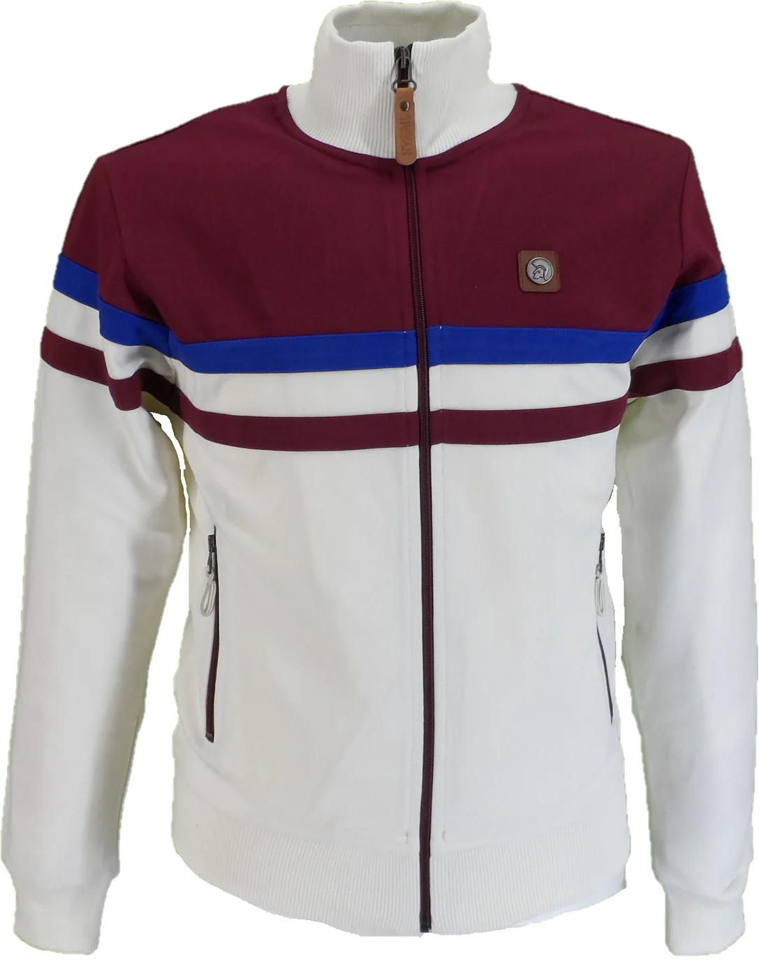 Trojan Mens Ecru Panel Stripe Track Tops - immagine 2