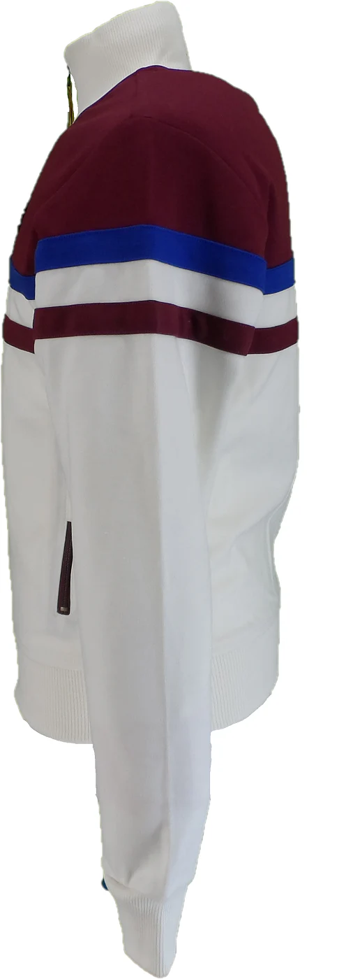 Trojan Mens Ecru Panel Stripe Track Tops - immagine 3