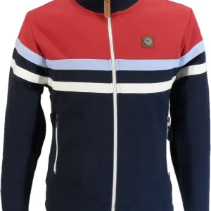 Trojan Mens Navy Blue Panel Stripe Track Tops