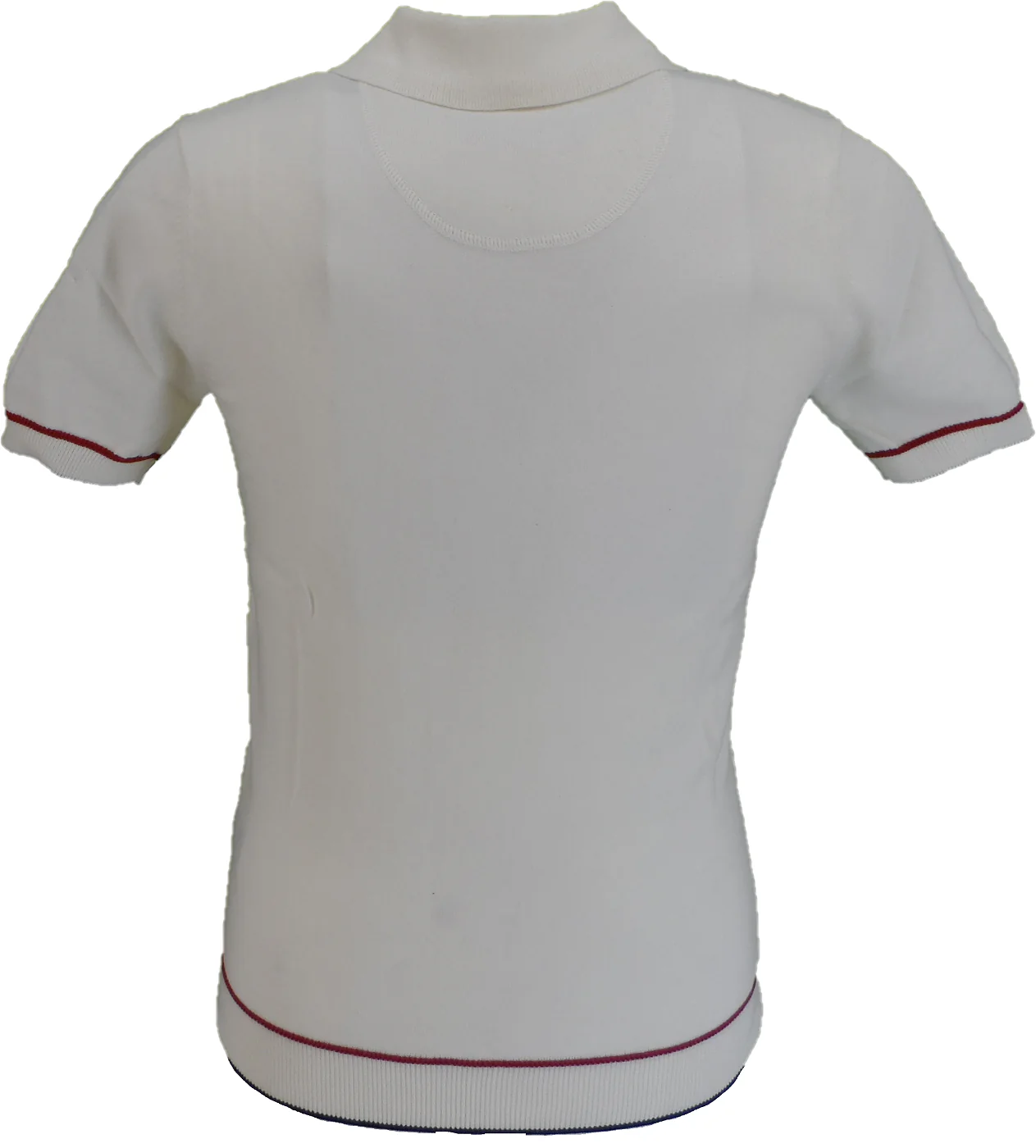Trojan Mens Ecru Textured Racing Stripe Knitted Polo Shirt - immagine 4