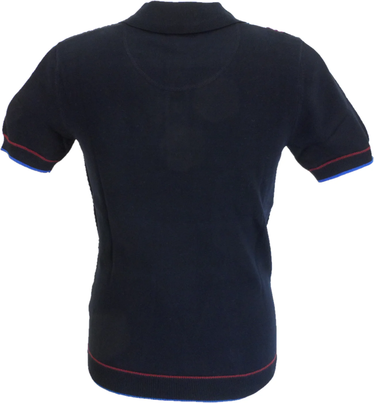 Trojan Mens Navy Textured Racing Stripe Knitted Polo Shirt - immagine 4