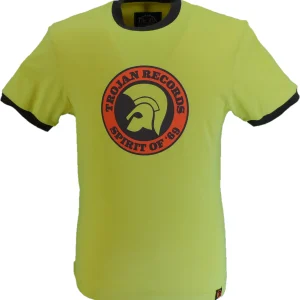 Trojan Mens Mustard Yellow Spirit of 69 100% Cotton Peach T-Shirt